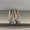 Mocasines Planos de Punta Cuadrada Estilo Francés para Mujer, Boca Baja Versátiles, con Pedrería, Elegantes Zapatos de Seda para Fiesta, Zapatos Náuticos