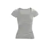 Camiseta de manga corta con cuello en U para mujer, nueva colección primavera y otoño 2026 de ropa exterior para mujer de comercio exterior, estilo coreano ajustada, top interior para chica popular