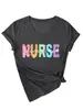 Enfermera registrada Amazon Wish estación independiente casual cómoda camiseta de mujer de manga corta con cuello en V capa base