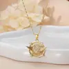 Collar con Colgante de Alas de Ángel Estilo Europeo y Americano Luochen con Diseño Redondo en Forma de V Incrustado de Diamantes, Cadena de Clavícula de Lujo Ligero y de Alta Gama para Mujer