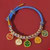 Pulsera de los Cinco Dioses de la Riqueza Estilo Tíbet, Pulsera Tejida a Mano Nudo Flor de Durazno, Cuerda Multicolor Estilo Étnico, Cuerda Roja Estilo Nuevo Chino DIY