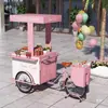 Puesto Callejero Creativo Triciclo Burro Montado al Revés Puesto Mercado Exterior Vehículo Exhibición Ciudad Snacks Café Carrito de Flores
