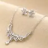 2026 Nueva Joyería Nupcial Transfronteriza de Amazon Zircón Pedrería Collar Pendientes Anillo Accesorios Al Por Mayor