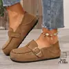 Zapatos planos de cuero mate retro transfronterizos nuevos para mujer, hebilla única, zapatos Birkenstock, estilo perezoso japonés, versátiles, talla grande, comercio exterior para mujer