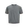 Camiseta de Punto de Manga Corta Estilo Old Money para Hombre, Tendencia Europea y Americana Ins Color Sólido Capa Base Casual para Verano
