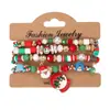 Pulseira de Natal Pulseira de Contas Transfronteiriça Boneco de Neve Árvore de Natal Velho Chifre Pulseira com Pingente de Presente Atacado