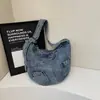 Bolso de Hombro Grande de Mezclilla Versátil para Mujer, Nuevo Bolso de Hombro Cruzado Casual de Moda, Bolso Tote Simple Portátil
