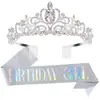 Nueva Corona de Fiesta de Cumpleaños Banda para el Hombro Cinta de Reina Set Accesorios para el Cabello de Reina para Niña Tocado En Stock