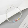 Pulsera Kalani de Plata de Ley S925 con Esmalte de Plata Triturada, Diseño Único con Cuentas de Estrella y Cadena Personalizada en Capas