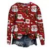 Popular Sudadera Nueva de Otoño e Invierno Transfronteriza Europea y Americana Estampada en 3D para Mujer Navideña Callejera de Moda con Cuello Redondo y Hombro Derecho