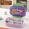 Fiambrera Compacta de Dibujos Animados Linda para Niños con Compartimentos, Fiambrera de Acero Inoxidable 304 para Estudiantes con Cubiertos de Tenedor y Cuchara