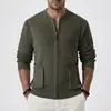 Suéter Cardigan de Tricô Jacquard Listrado Espesso Gola Alta Estilo Americano Outono Inverno para Homens Jaqueta de Tricô Casual Casaco Masculino