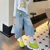 Jeans feminino rasgado, novo estilo de verão, cintura alta, modelador, plus size, design estiloso, estilo workwear, perna larga, calça cropped para tipos de corpo pera