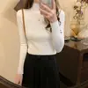 Camiseta Base de Punto de Cuello Alto para Mujer Otoño/Invierno 2026 Nuevo Estilo Suéter Top de Fragancia Pequeña Blanco