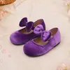 Zapatos Mary Jane de Terciopelo con Lazo Vintage para Niñas, Zapatos Infantiles para Fiestas Navideñas y Actuaciones, Planos Versátiles de Princesa