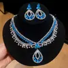 ¡Lujo europeo y americano! Collar de flor de circón de colores con gota de agua, cadena para clavícula de estilo court vintage, joyería de lujo ligero de alta gama