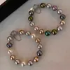 "Rainha Borboleta Negra" Pérola Shijia de Cor Mista Taiti Cor Morandi Pulseira Fivela Magnética Ant Queda Luxo Acessível
