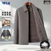 Casaco de lã masculino em estoque, inverno espesso com forro de plumas removível, casaco de lã dupla face business casual