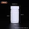 Botella redonda de plástico PET con forma de bambú, botella blanca sellada a prueba de fugas para productos de salud con junta, botella dispensadora de cápsulas y tabletas