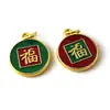 Colgante de aleación con esmalte cloisonné del carácter de la fortuna para collar, pulsera, accesorios de ropa, venta al por mayor