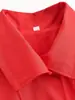 Chaqueta corta de comercio exterior transfronteriza para primavera y otoño, color rojo, con solapa, cordón y lazo, estilo casual, para mujer, con dobladillo holgado