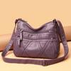 Bolsa de couro macio multicamadas feminina 2024 nova chegada elegante para todas as ocasiões bolsa de mãe de meia-idade e idosa bolsa de ombro de grande capacidade bolsa transversal para mulheres