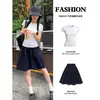 Falda de verano azul marino para mujer, conjunto de estilo japonés vintage, minifalda de estilo japonés, impresionante miniconjunto de verano