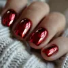 Moda Europea y Americana Estilo Ins Uñas Cuadradas Cortas Arte de Uñas Puntas de Uñas Rojas Galvanizadas Puntas de Uñas Desmontables Usables
