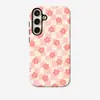 Capa de filme de transferência de calor floral xadrez rosa suave para Samsung S23 Ultra/S22 Ultra