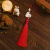 Colgante de borla de acetato de Conejo de Jade Blanco de Mediados de Otoño, Borla Graduada de Nicho Estilo Chino, Colgante de Borla Festivo de Mediados de Otoño