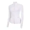 Chaqueta LU con cuello alto y cremallera dorada, abrigo deportivo de manga larga, top de running, fitness y yoga de alta elasticidad y corte ajustado para mujer