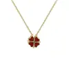 Estilo Nuevo Otoño e Invierno Dos Usos Cadena para Clavícula Corazón de Melocotón Collar de Corazón Rojo Trébol de Cuatro Hojas para Mujer Collar de Celebridad de Internet