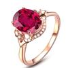Anel Europeu e Americano de Luxo Hemoglobina de Pombo Anel de Rubi Banhado a Ouro Rosa Turmalina Anel Aberto de Coração Simétrico