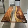 Mesa de Río de Resina Epoxi, Mesa de Centro de Madera Maciza con Onda Oceánica, Mesa de Tablero de Tronco de Madera Maciza, Mesa de Comedor, Mesa de Café, Muebles de Tablero Completo