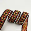 Nuevo listón jacquard con forma de diamante de seda dorada de 2 cm, accesorios decorativos cuadrados coloridos hechos a mano, bordado, cinturón decorativo para ropa