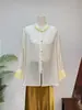 Zhi LiNuevo Estilo Chino Tendencia Nacional Bordado Brillo Fino Camisa 2026 Principios de Otoño Nuevo Cuello Alto Ligero Tendencia Top para Mujer