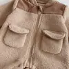 Mono de Invierno Grueso Peludo Estilo Coreano para Gateo de Bebés Niños y Niñas, Cierre de Cremallera con Forro de Felpa, Traje Cálido para Salir