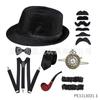 Anos 1920 Festa Gatsby Charuto Falso Relógio de Bolso Alça de Pescoço Conjunto de Gravata Borboleta Roupa Masculina Chapéu Boina de Lã