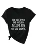 Ella creía que podía Amazon eBay Estación Independiente Moda Casual Cuello en V Manga Corta Camiseta para Mujer