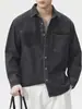 Roupas Masculinas Fengshe / Artesanato patchwork retrô japonês, camisa jeans de corte tridimensional para homens, solta, camisa casual de luxo leve