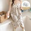 Camisón con Tirantes para Mujer en Verano con Almohadillas para el Busto, Pijama de Algodón Burbuja Desmontable para Mujer, Ropa para el Hogar Holgada, Dulce y Linda, Envío Gratis