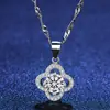 Rápido mano TikTok en línea Rojo Vivo suministro collar de plata ocho corazones y ocho flechas alta imitación color D moissanita Trébol colgante femenino