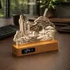 Reloj de acrílico creativo con luz nocturna, recuerdo de edificio emblemático cultural y turístico de ciudad, decoración de escritorio hecha a medida