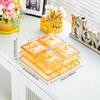 Fuente de Vidrio Plato de Frutas Tazón Pequeño Lujo Ligero Plato de Frutas para el Hogar con Tapa Bar KTV Bandeja Creativa Dividida para Aperitivos Cero
