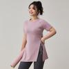 Ropa de Yoga Talla Grande Top para Mujer Camiseta Deportiva de Manga Corta de Secado Rápido Correr Cadera Grande Cubriente Aspecto Adelgazante Ropa de Fitness Verano