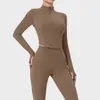 Jaqueta de Yoga Feminina Slim Fit Outono Inverno Secagem Rápida Apertada Zíper Gola Alta Manga Longa Top Casual Sport Fitness Roupas Jaqueta