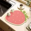 Tapete Drenante Antiderrapante para Bancada de Cozinha com Desenhos de Frutas e Terra de Diatomáceas, Tapete Drenante para Pia, Tapete Drenante Antiderrapante para Tigelas e Hashis