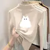 Camiseta de manga larga con cuello medio para niñas, capa base con forro polar, nuevo estilo otoño/invierno 2026, camiseta interior gruesa para niños