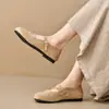 Mocasines Estilo Británico de Abuela para Mujer, Novedad Otoño 2025 Retro Gamuza Boca Baja Suela Fina Zapatos de Cuero para Viajar