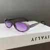 Gafas de Sol de Moda Europeas y Americanas 2026 para Mujer, Anti-UV, Lujo Ligero, Modernas, Gama Alta, Montura Ovalada Incrustada con Diamantes Púrpuras m